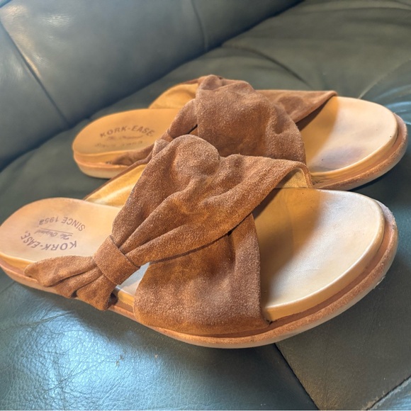 Kork-Ease Shoes - KORK-EASE Zel Suede Slide Sandals rust brown, Crossover Design, Sz 9M